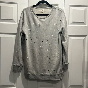 Sundry Gray Splatter Paint Long Sweatshirt, Size 2/Medium